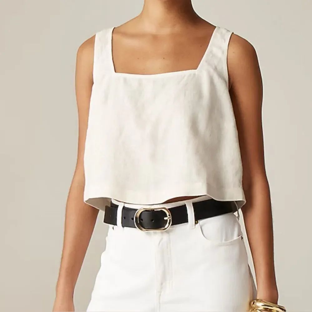 J.Crew Squareneck button-back top in linen NWT Size S